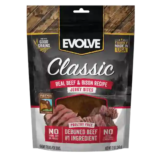 Evolve Dog Snack Classic Jerky Beef & Bison 340gr -12oz