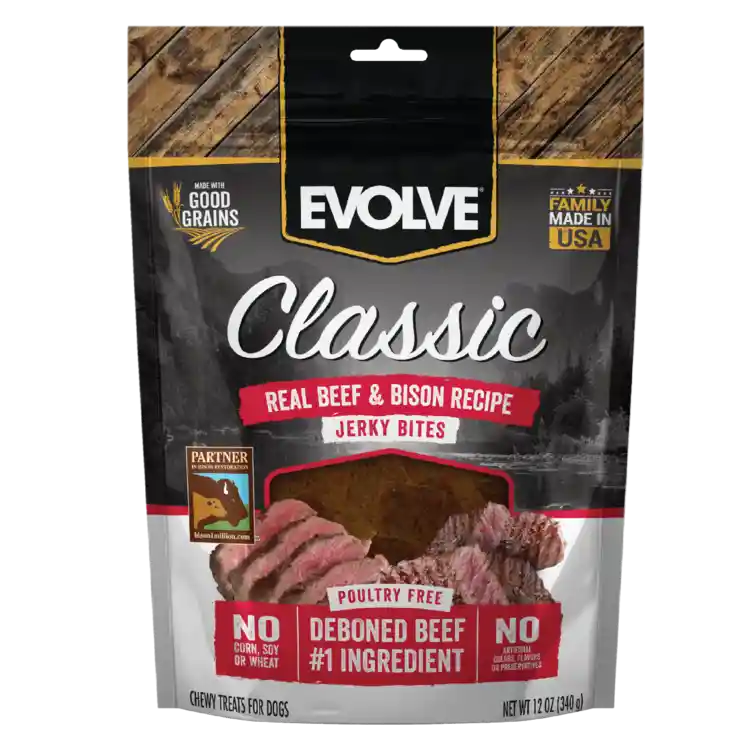 Evolve Dog Snack Classic Jerky Beef & Bison 340gr -12oz