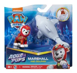 Figura Coleccionable Paw Patrol Cachorritos Al Agua Marshall Y Delfin