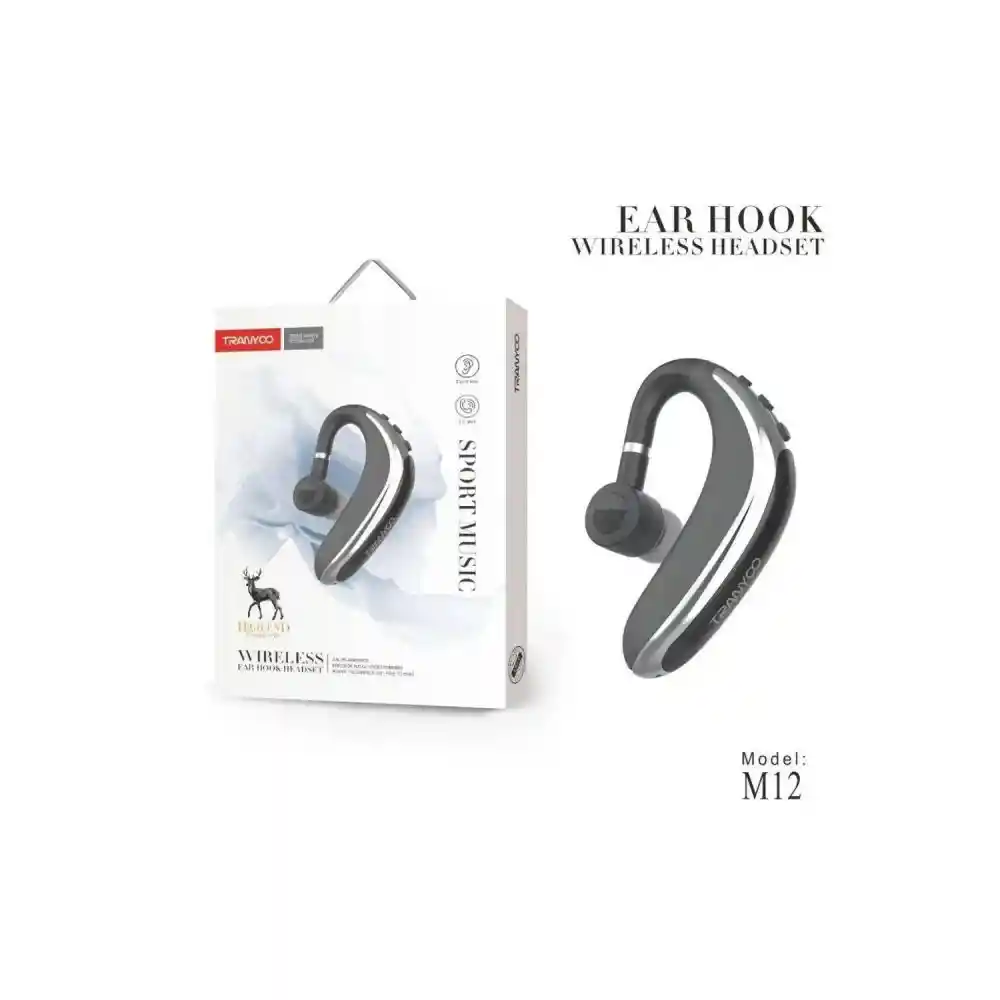 Manos Libres Comodo Bluetooth M12 Deportivo Negro Tranyoo