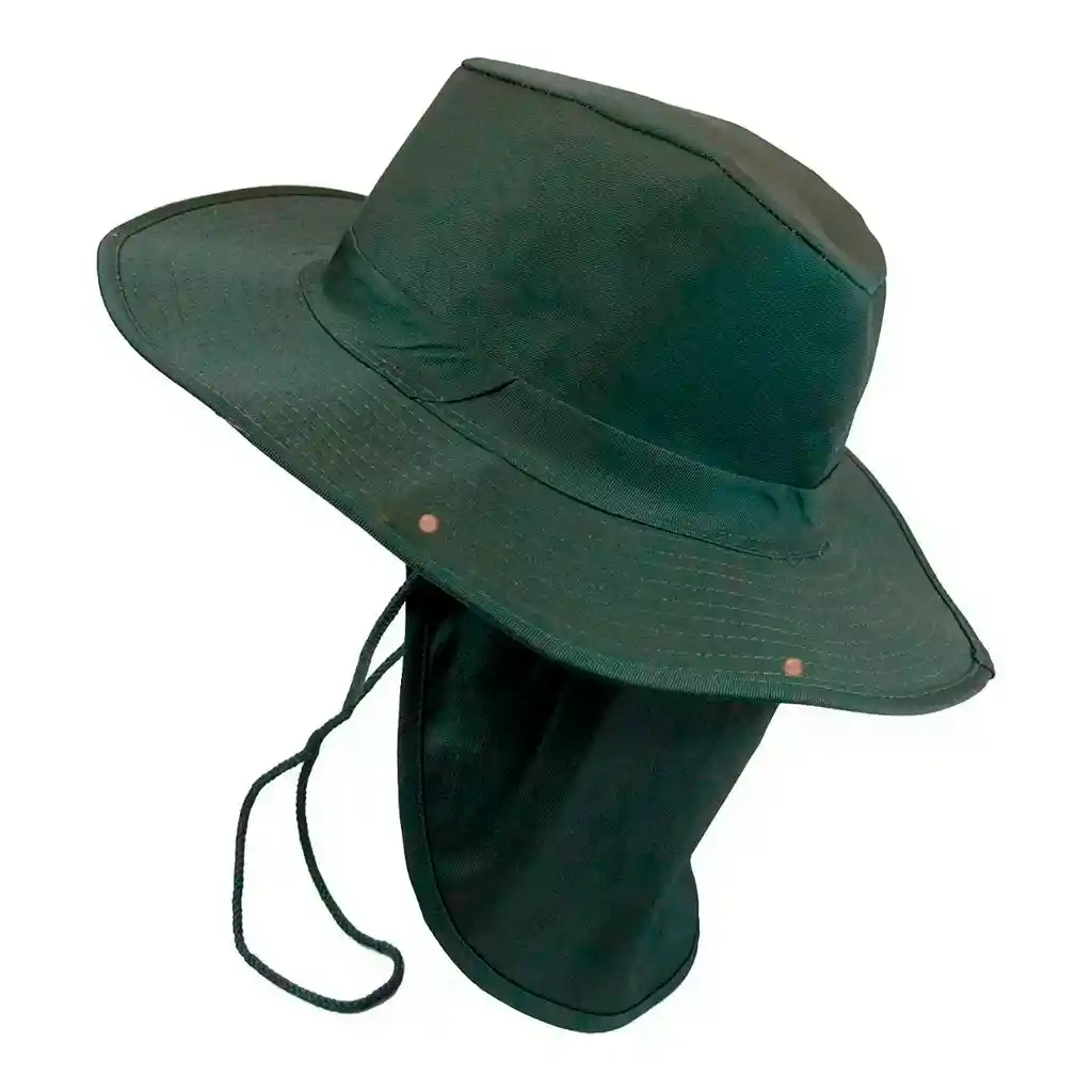 Sombrero Pesquero Safari Capa Protección Cuello Playa Sol Verde Militar