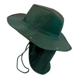 Sombrero Pesquero Safari Capa Protección Cuello Playa Sol Verde Militar