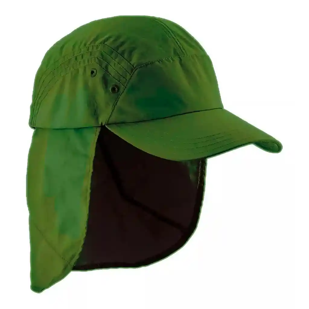 Gorra O Cachucha Safari Tapa Cuello En Dril Uni Color Verde Militar