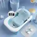 Bañera Tina Plegable Para Bebé Con Termometro Cojín Malla Gris