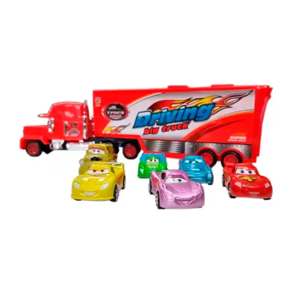 Cars Rayo Mcqueen Mula Camion Mack Grande + 6 Carros Impulso