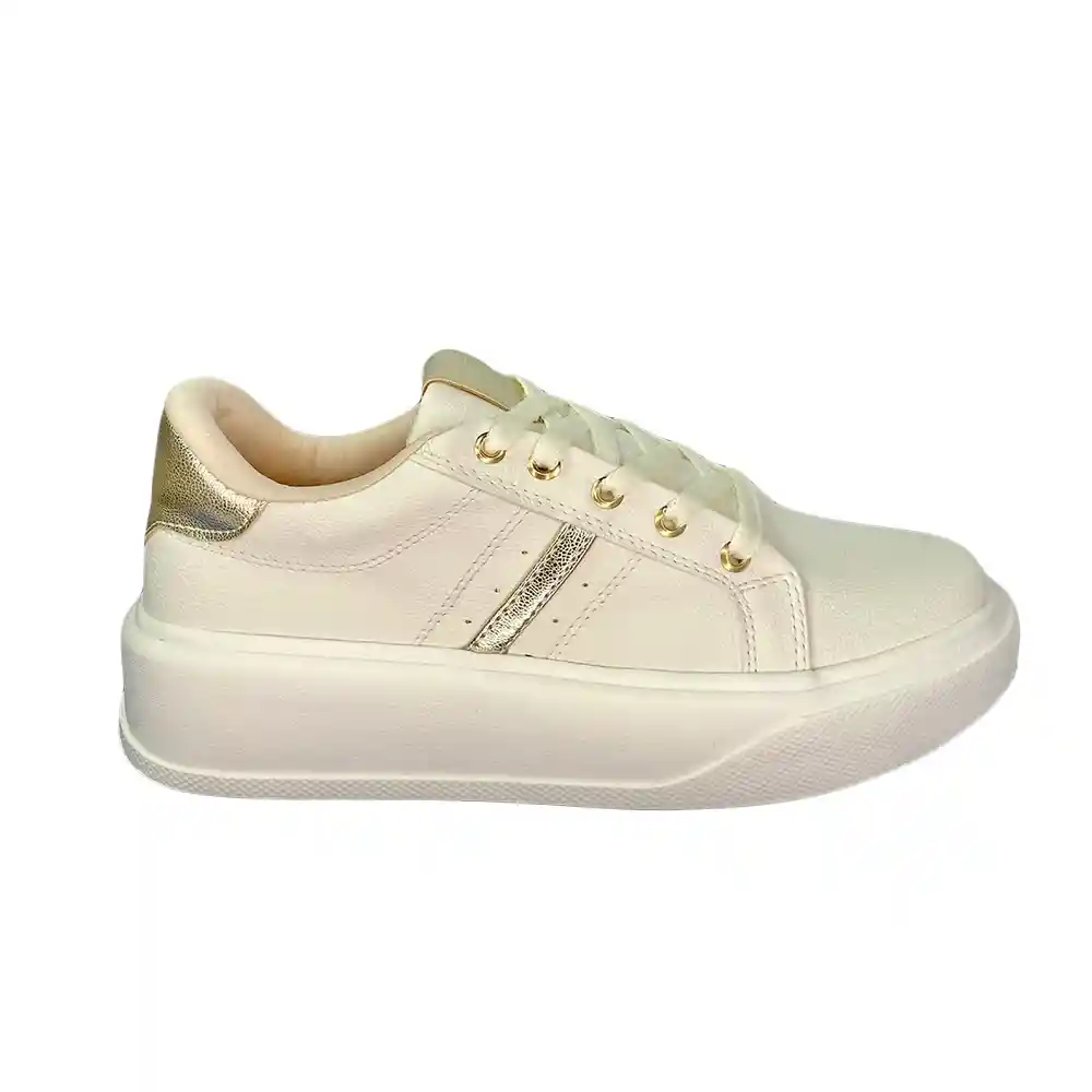 Zapato Dama Calzado Mujer Tenis Casual Karla Chacon Romane Beige 38