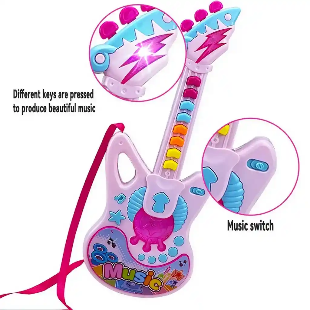 Guitarra Juguete Musical Mágica Luz Sonido Regalo Niñas Dayoshop