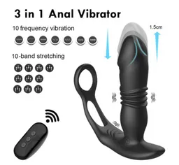 Masajeador Anal De Empuje Y Anillo Con Control Remoto