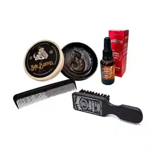 Kit X4 Cera Mr Buffel 3oz + Aceite + Peinilla + Cepillo Barba - Tradicional 3oz