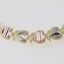 Pulsera Corazones Con Relieve Tono Tres Oros