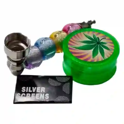 Combo Grinder Moledor + Pipa Metal Trillador 2pcs Diseños