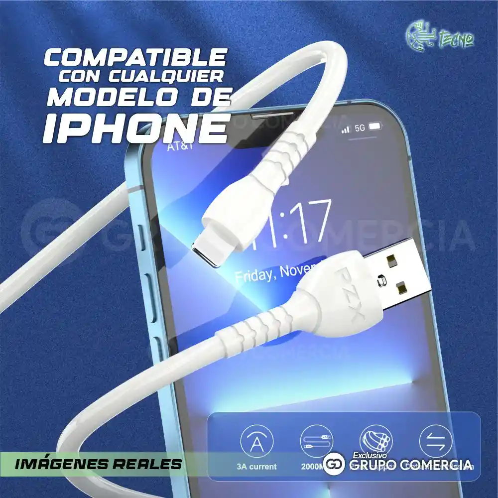 Cable De Carga Para Iphone Cargador De 2 Metros