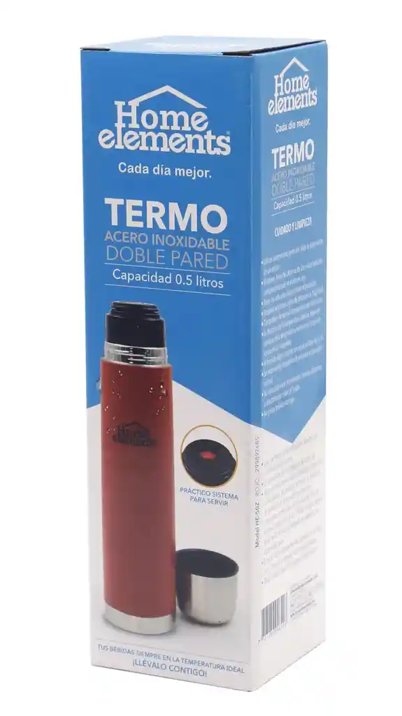 Termo Doble Pared En Acero 0,5l Home Elements