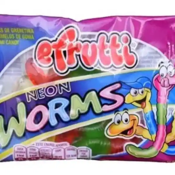 Gusanos Neon Lisos Efrutti Pack X5