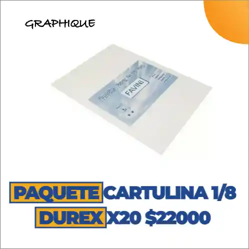 Cartulina Paquete Durex En 1/8 X 20 Unidades