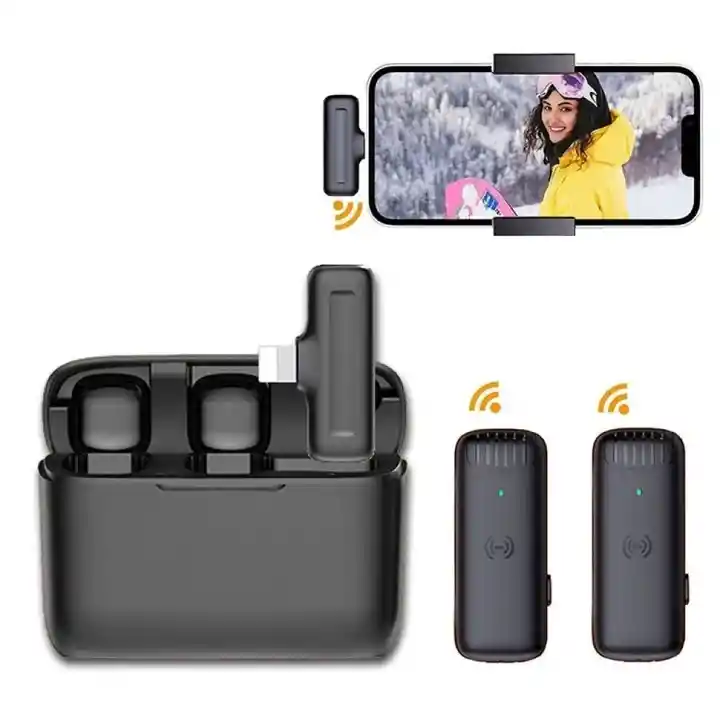  Microfono Doble Solapa Inalambrico iPhone + Powerbank 