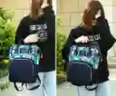 Pañalera Multifuncional Morral Bolso Bebe Mochila Niño Niña Azul Oscuro Flores