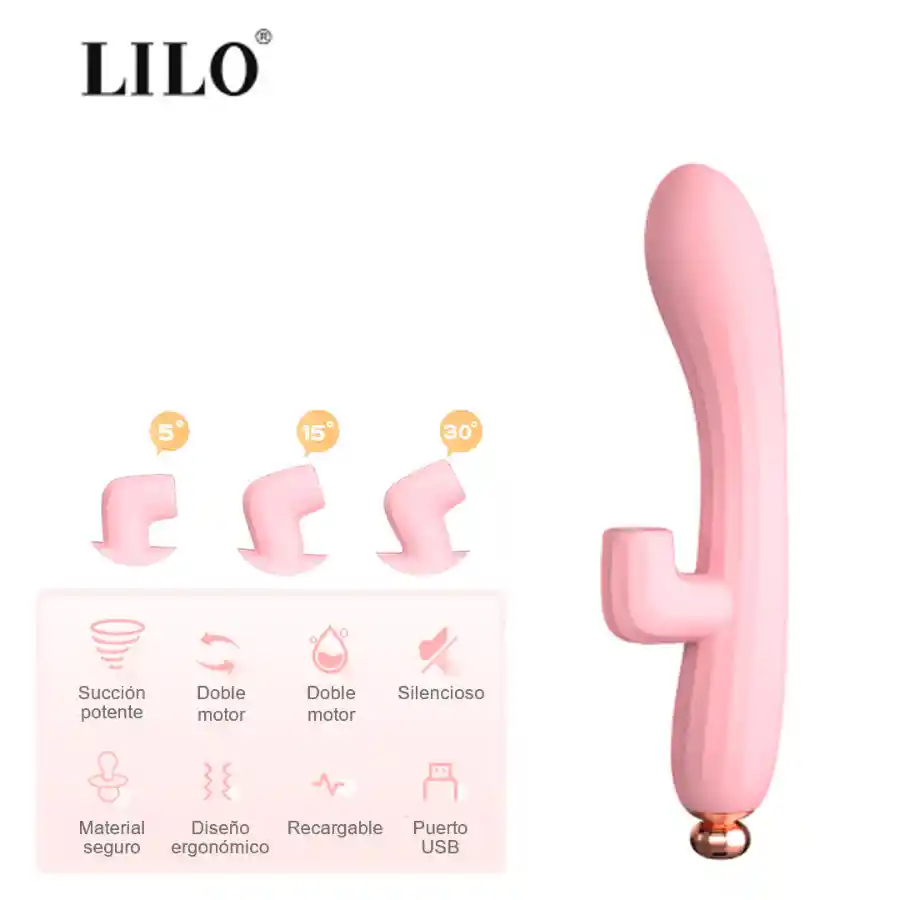 Vibrador Y Succionador Emily Lilo Doble Estimulación Rosado