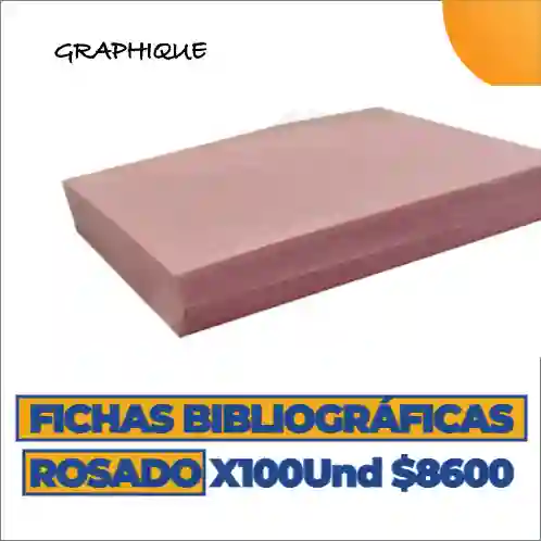 Cartulina Ficha Bibliográfica Rosado X 100 Und