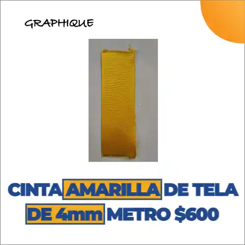 Cinta De Tela Razo O Ilusión Amarilla De 4 Mm Metro