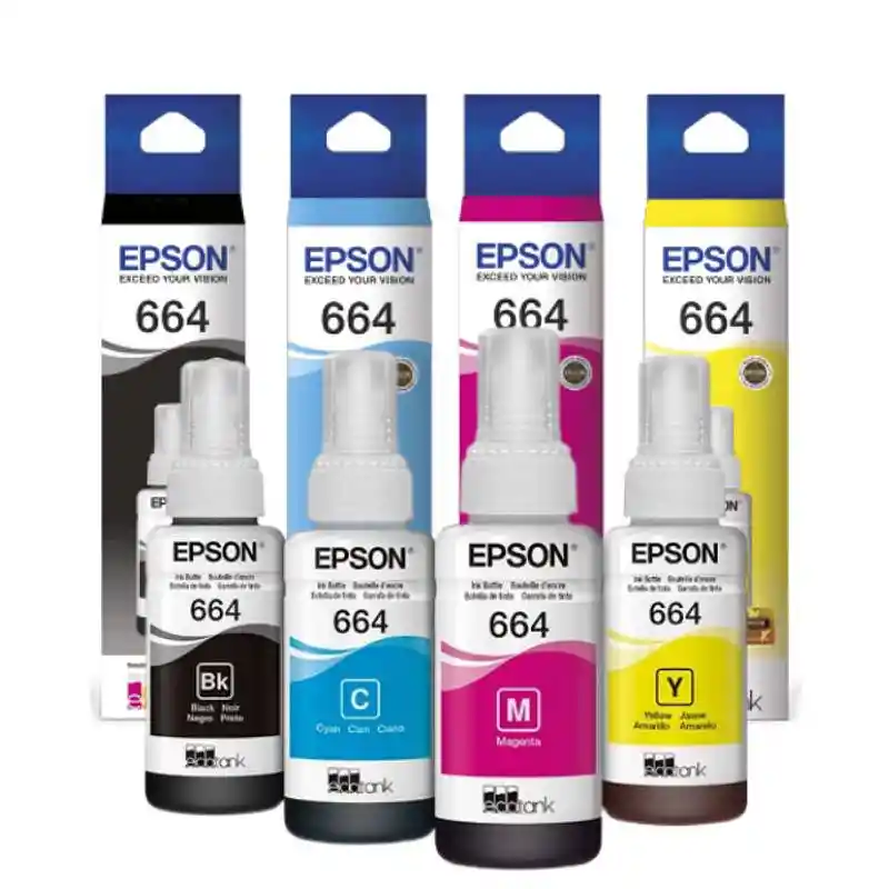 Kit 4 Tintas Epson 664 Original Impresora L210 L380 L555