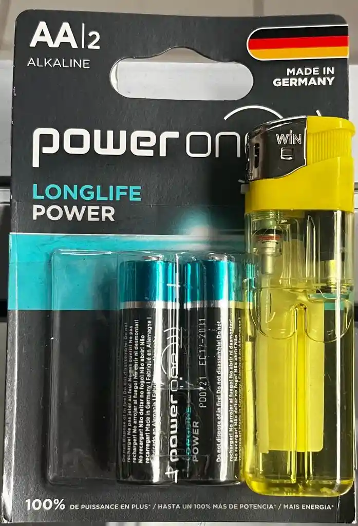 Pila Aa Alcalina Power One + Encendedor