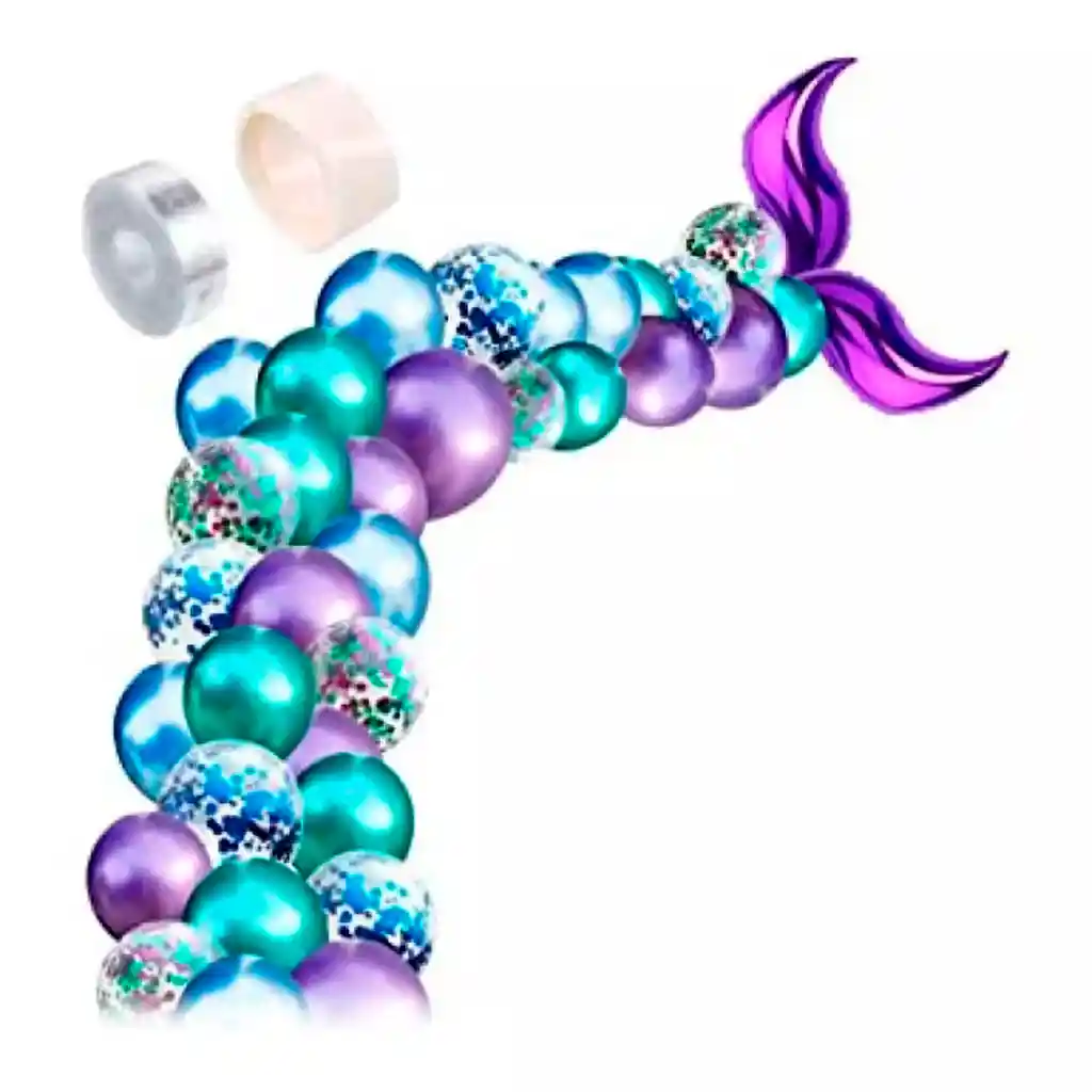 Globos X42 Cola Sirena Decoración Metálicos Látex Estructura Morado