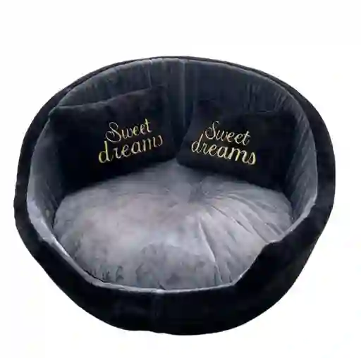Cama Redonda Gris Con Negro