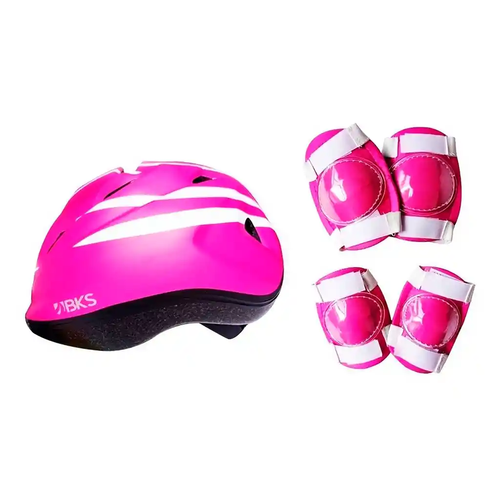 Kit Protección Niños Niñas Ciclismo Casco Rodilleras Coderas Rosado