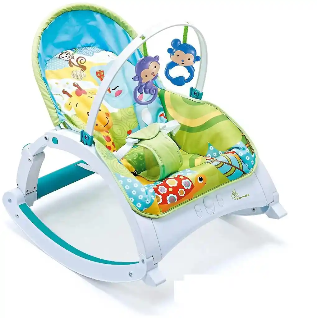 Silla Comedor Bebe Relajante Mecedora Musical Anti Reflujo 0-4 Años Con Bandeja Color Azul Unisex