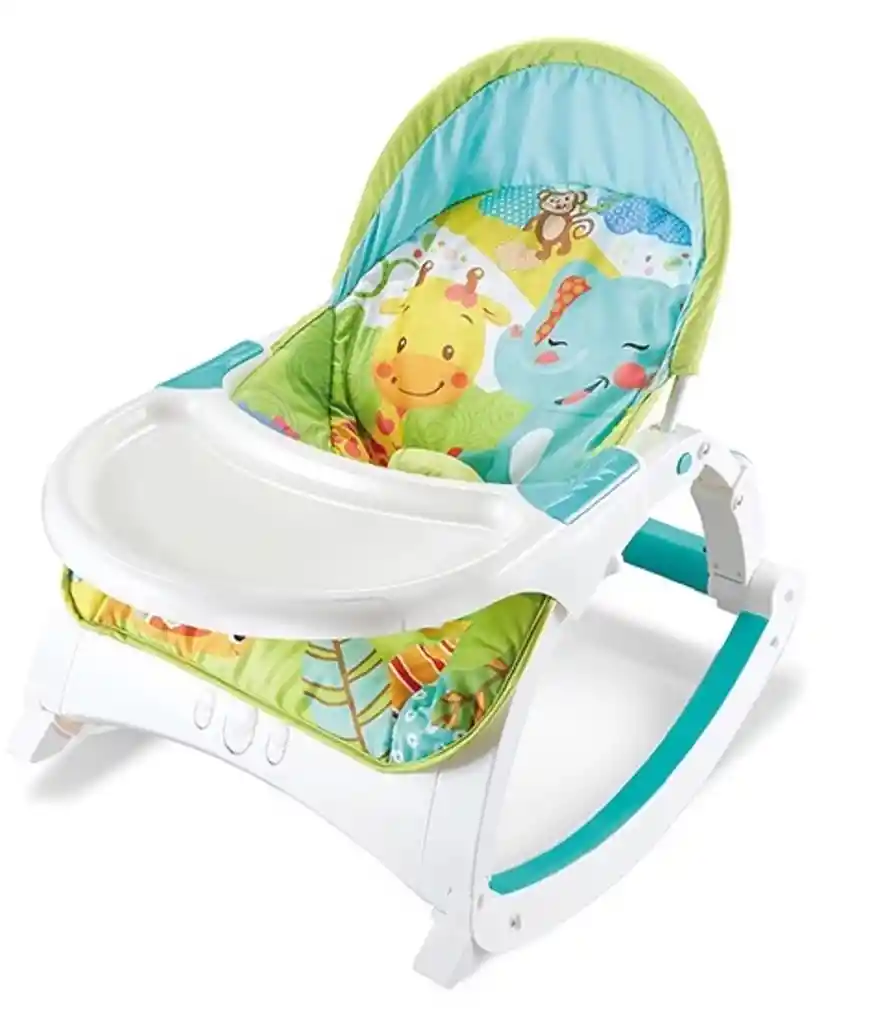 Silla Comedor Bebe Relajante Mecedora Musical Anti Reflujo 0-4 Años Con Bandeja Color Azul Unisex