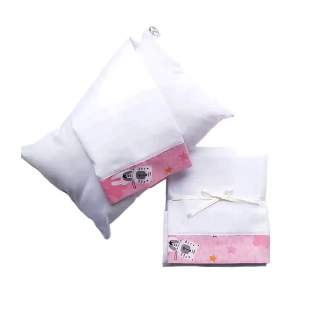 Sábanas Y Almohada Para Corral Ositos Rosa