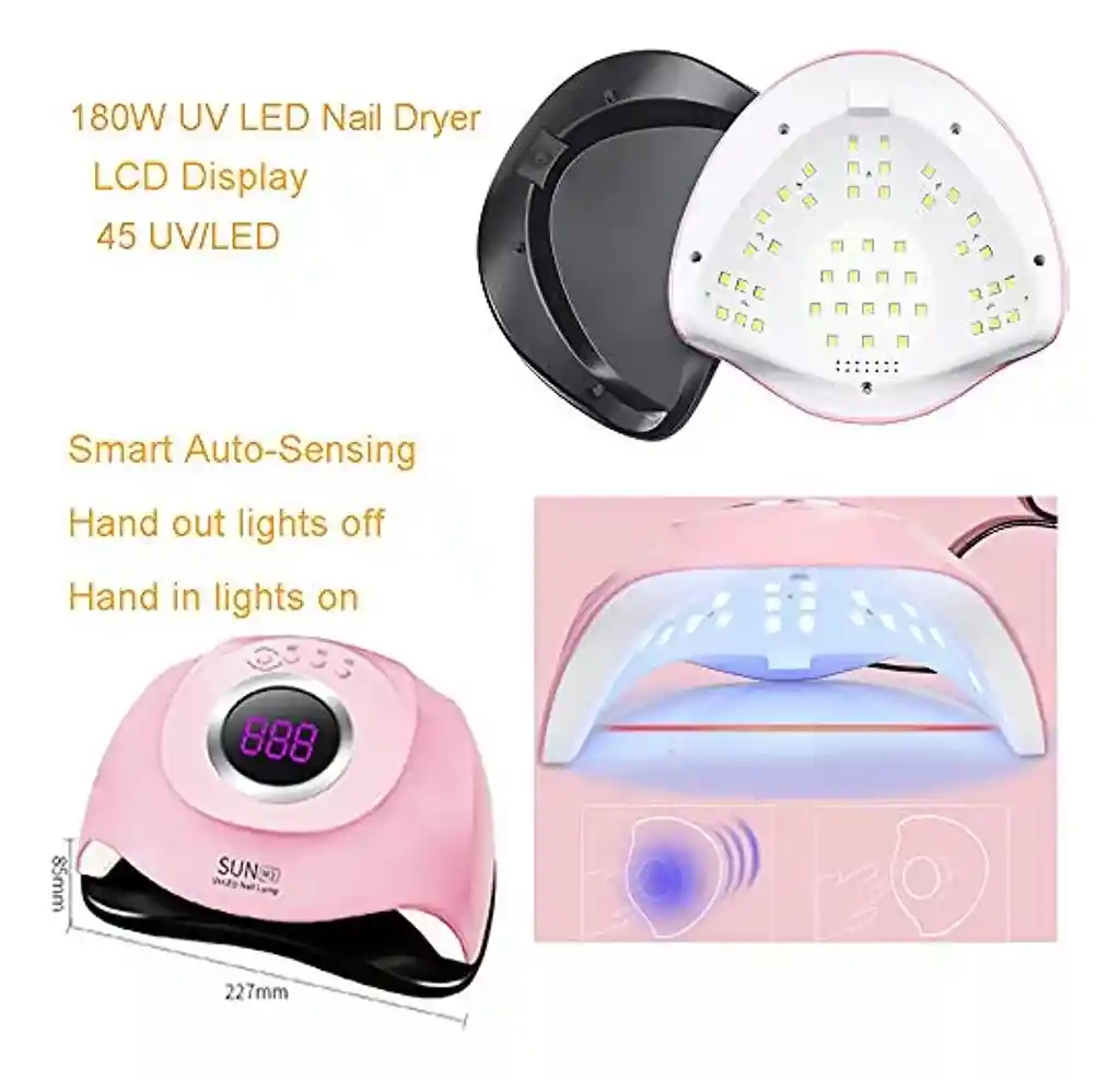 Lámpara Profesional Uv Secador De Uñas 180w 45 Led Sun M3