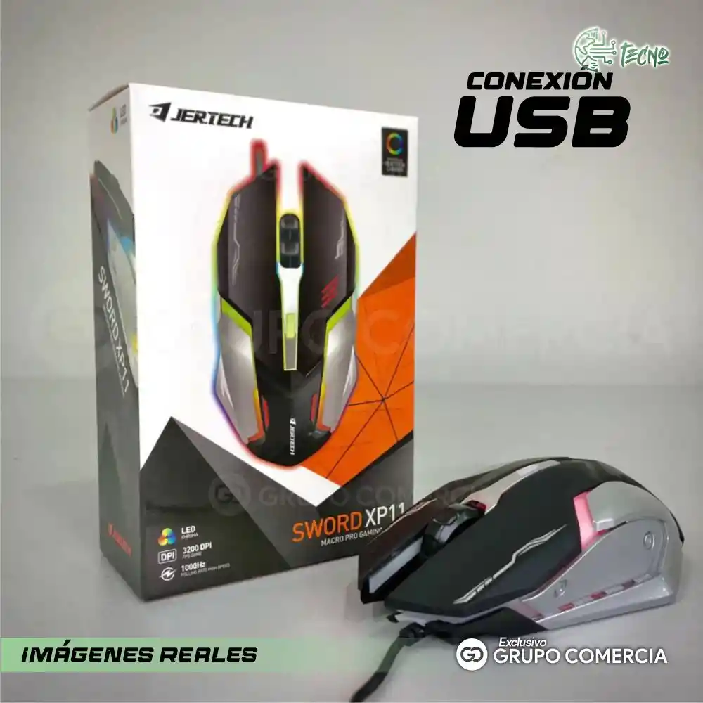 Mouse Gamer Ergonomico Jertech Rgb Sword Xp11 3200 Dpi