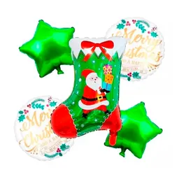 Set X5 Globos Metalizado Navidad Fiesta Decoración (set Bota De Navidad)