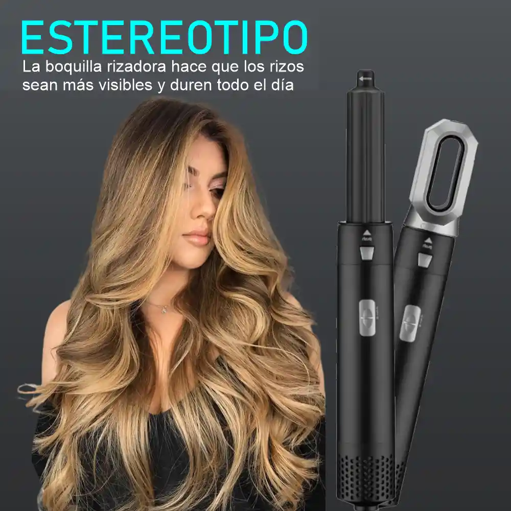 Set Cepillo Secador 5 En 1 Rizador Automático Hot Air Styler