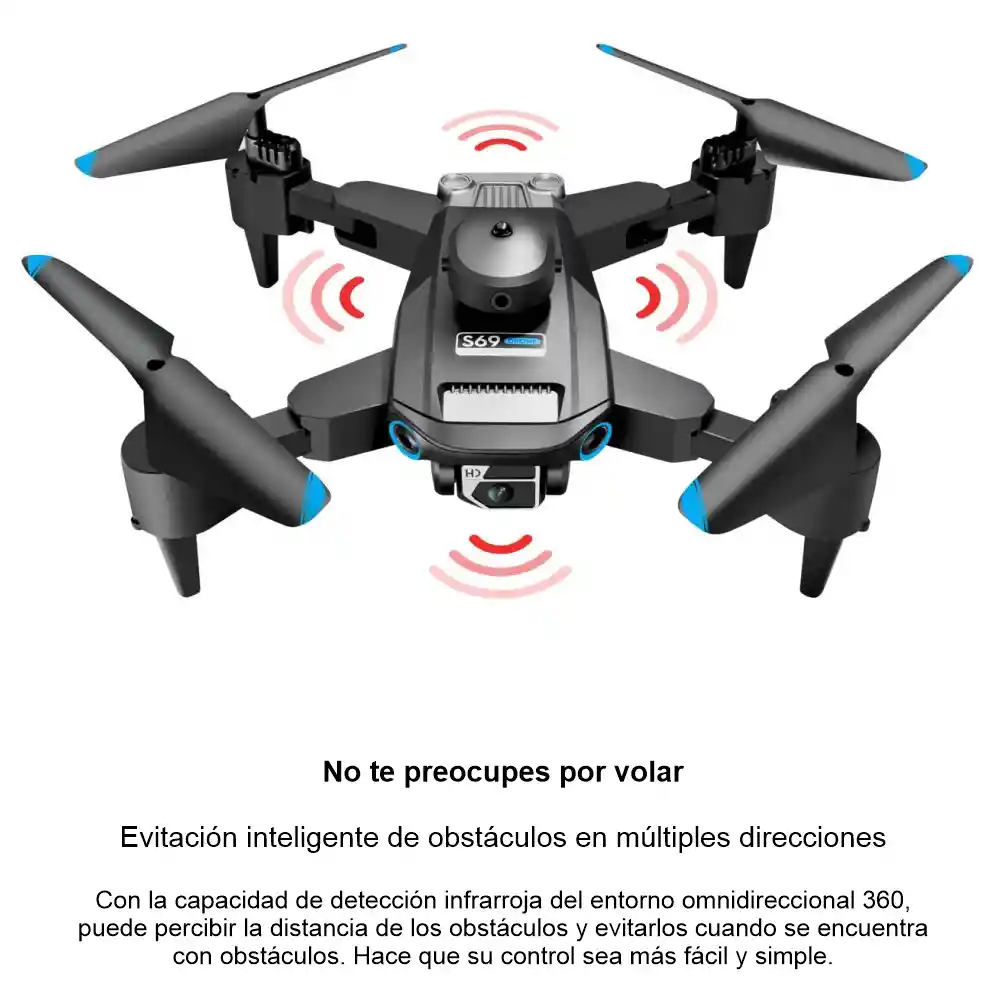 Drone Plegable Sensor De Obstaculos Cámara Dual Hd Wifi S69