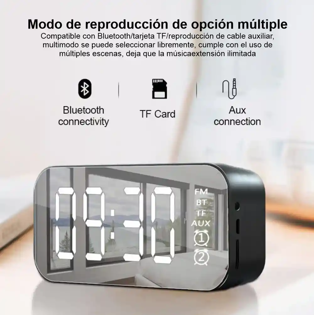 Speaker Radio Reloj Despertador Digital Led Bluetooth Fm K10