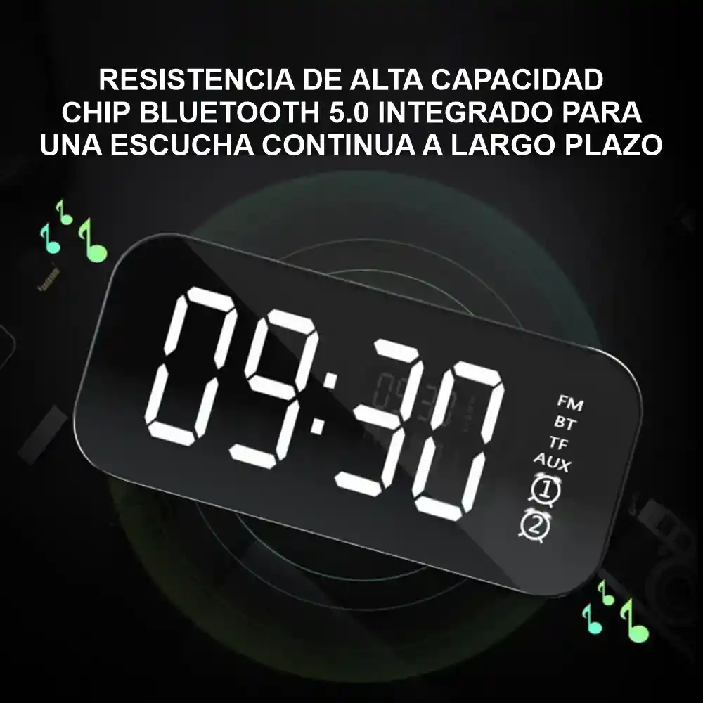 Speaker Radio Reloj Despertador Digital Led Bluetooth Fm K10