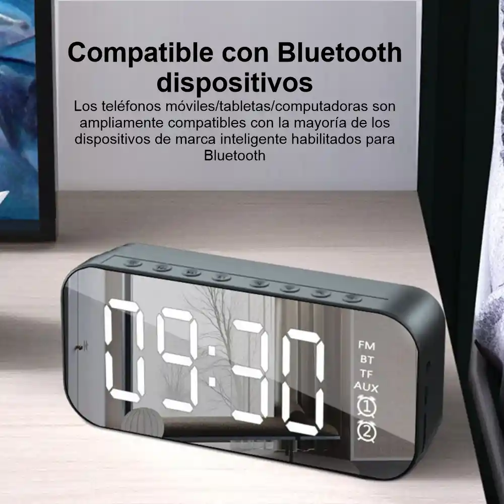 Speaker Radio Reloj Despertador Digital Led Bluetooth Fm K10