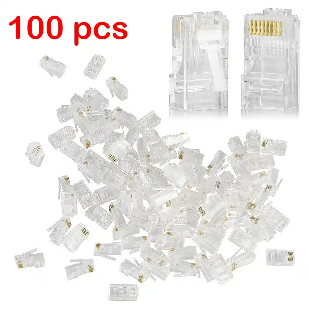 Plug Plastico Conector Rj45 Cat 5 Paquete X100 Unidades