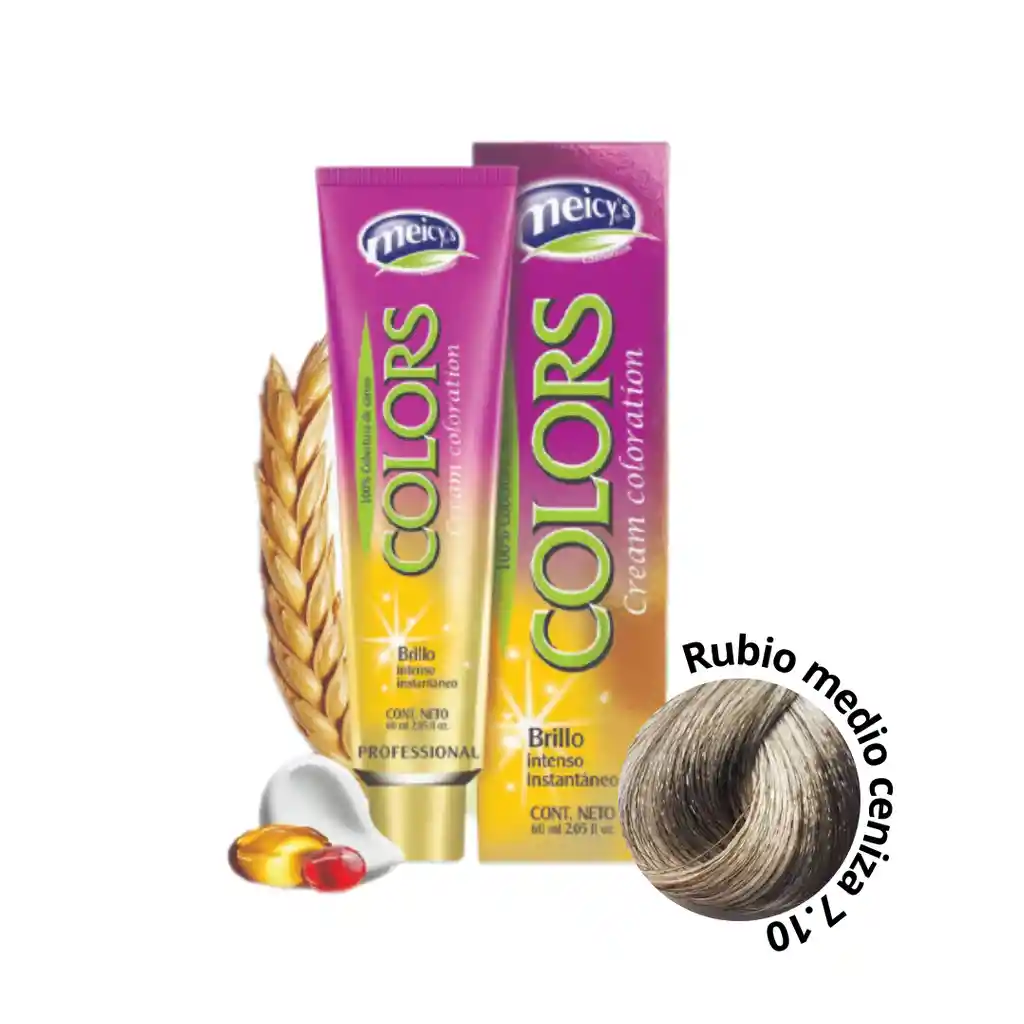 Tinte 7.10 Rubio Medio Cenizo 60ml Meicys