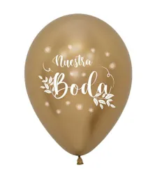 R-12 Globos Bombas Latex Redondo 2 Caras Nuestra Boda Reflex Dorado X 12 Unds Sempertex