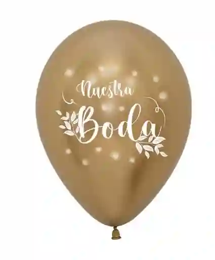 R-12 Globos Bombas Latex Redondo 2 Caras Nuestra Boda Reflex Dorado X 12 Unds Sempertex