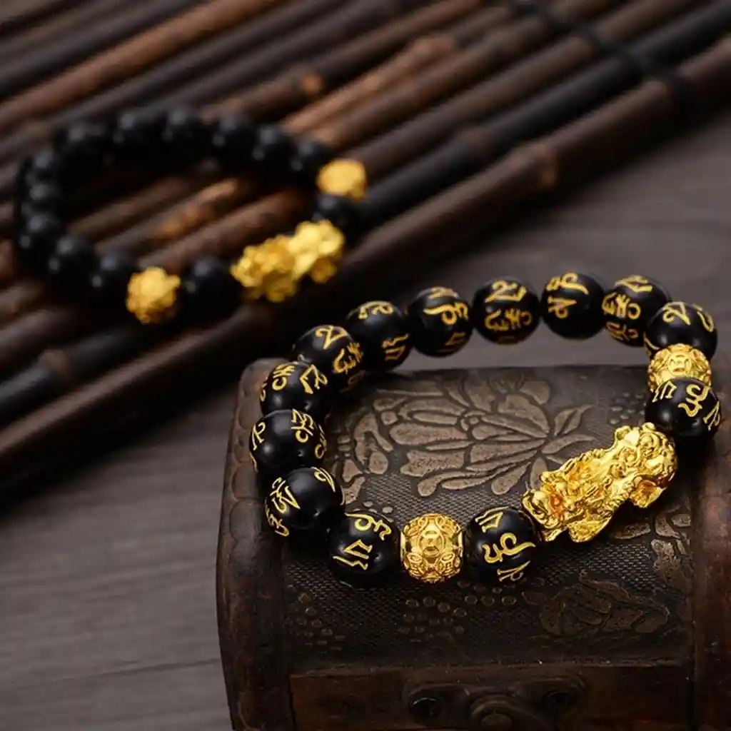 Pulsera Obsidiana Feng Shui Pi Xiu Prosperidad + Estuche Dayoshop