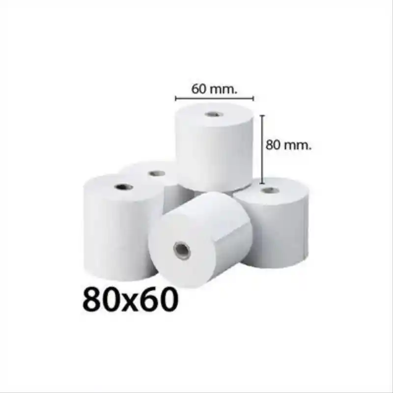 Rollo De Papel Térmico Para Impresora Térmica De 80mm X 60 Mt Paquete 8 Unidades