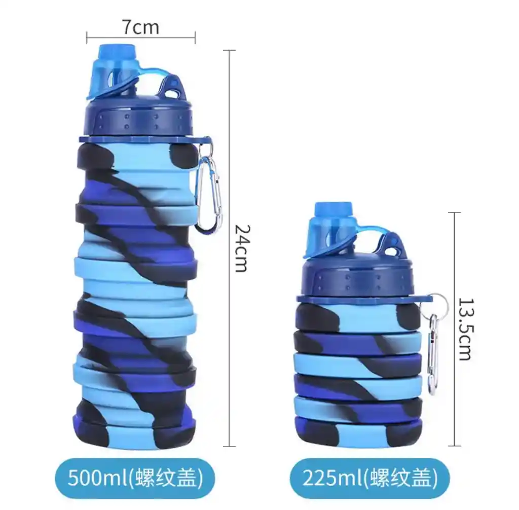 Botella De Agua Plegable Silicona 500 Ml Portable