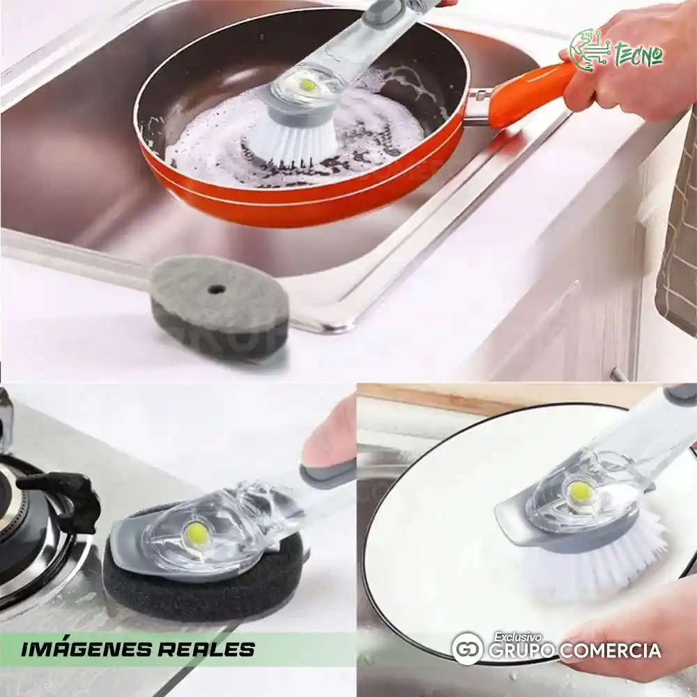 Cepillo Lava Loza Para Cocina Con Dispensador De Jabón