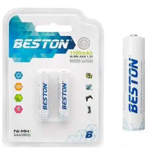 Beston Baterías/pilas Recargables Hr03 2xaaa 1100mah Recargable Blanco