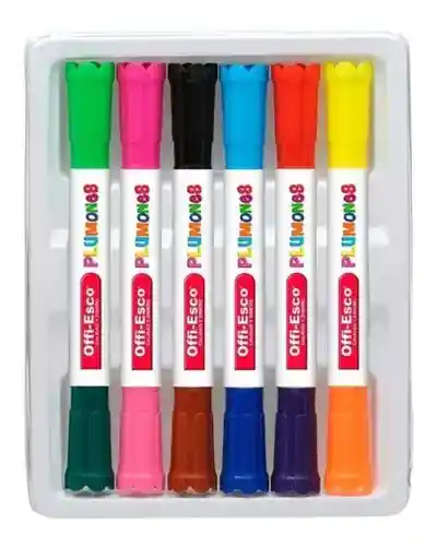 Plumones Lavables Bicolor Jumbo Offi-esco Oe-086 X6u